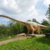 Ein Rekordgigant der Urzeit im Dinosaurierpark Teufelsschlucht  – das lebensgroße Modell des Seismosaurus steht bis November in der Südeifel